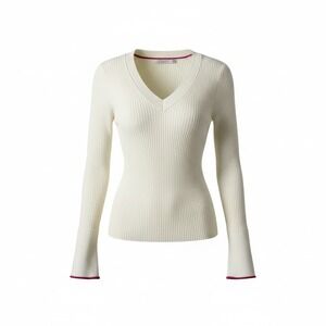 New Anthropologie Scotch & Soda Women Sweater L Cream EcoVero Wool Blend Ribbed